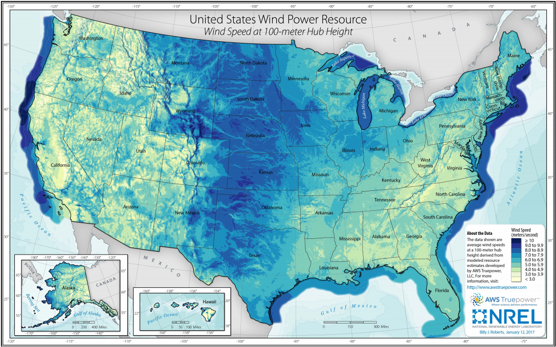United States Wind Resource Map 9585